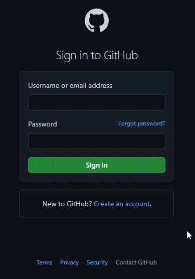 GitHub Login Interface